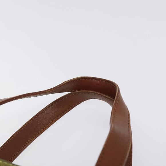 CELINE C Macadam Canvas Hand Bag Suede Green Gold - Picture 8 of 13